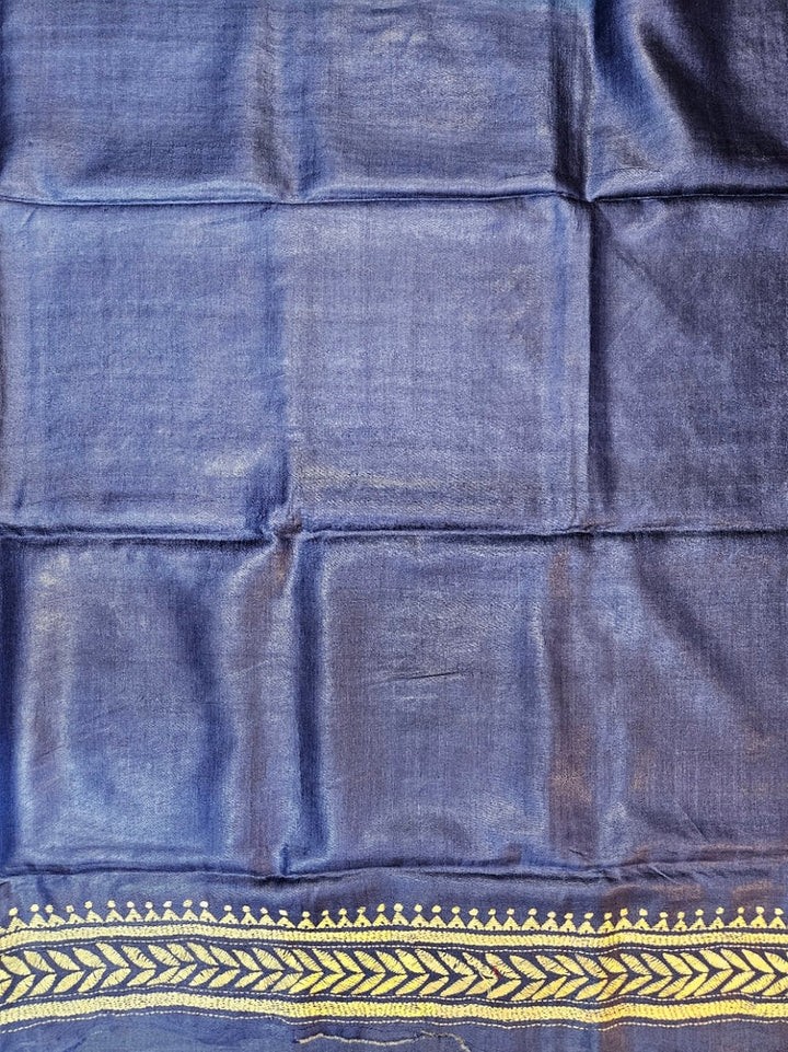 Sophisticated in Blue: Balaram Saha’s Masterpiece Kantha Tussar Silk Saree Balaram Saha