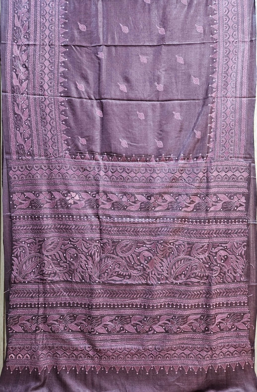 Discover the Timeless Elegance of this exquisite Tussar Kantha Silk Saree Balaram Saha