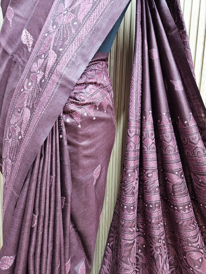 Discover the Timeless Elegance of this exquisite Tussar Kantha Silk Saree Balaram Saha