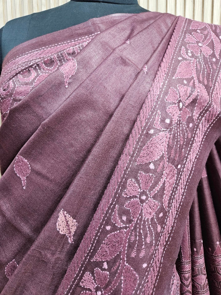 Discover the Timeless Elegance of this exquisite Tussar Kantha Silk Saree Balaram Saha
