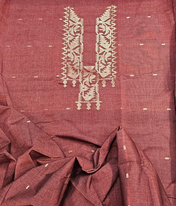 Rust & Gold Handwoven Cotton jamdani Unisex Kurta Piece Balaram Saha    https://medium.com/