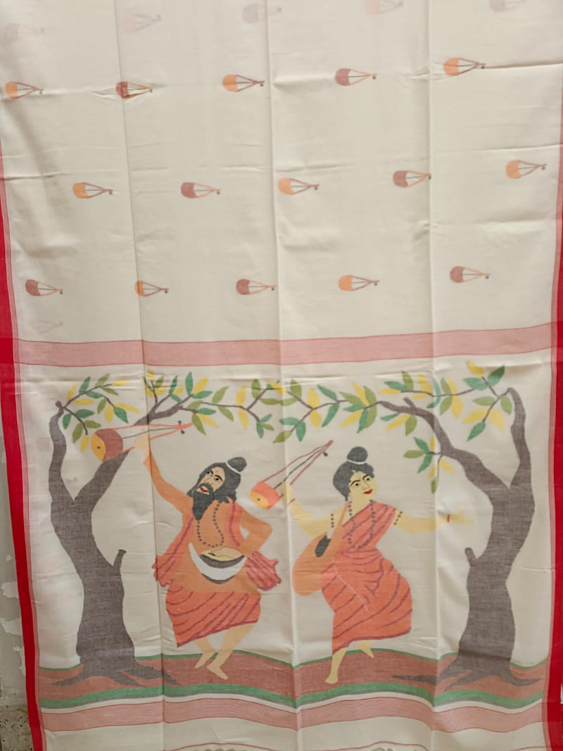 Handspun Handwoven Cotton Jamdani Saree - Traditional Elegance Balaram Saha