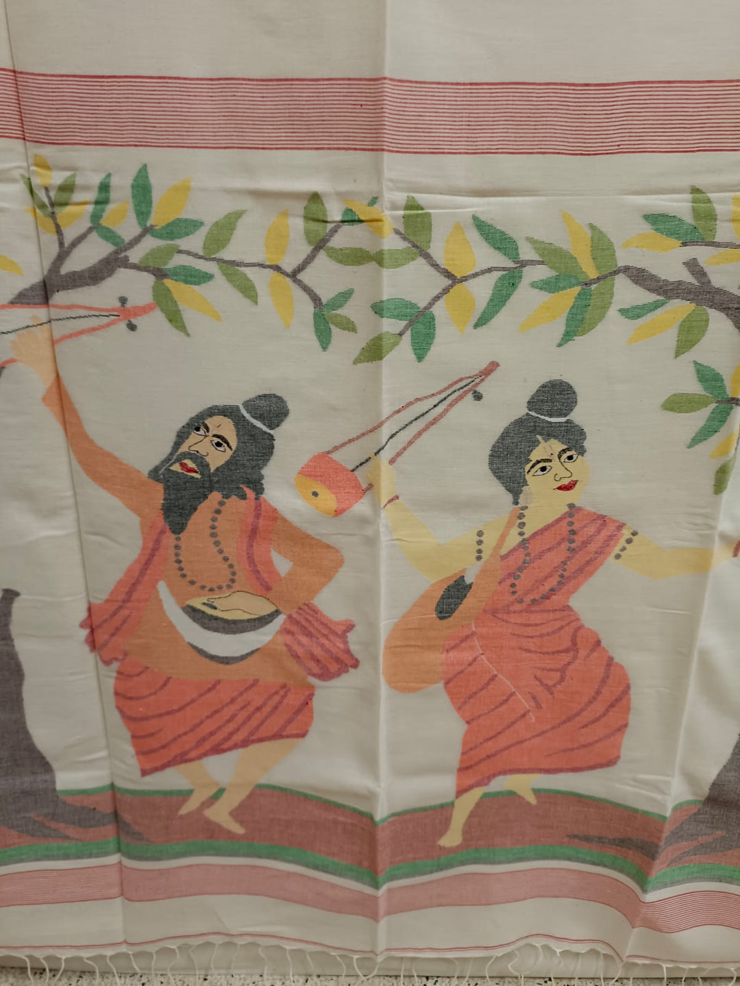 Handspun Handwoven Cotton Jamdani Saree - Traditional Elegance Balaram Saha