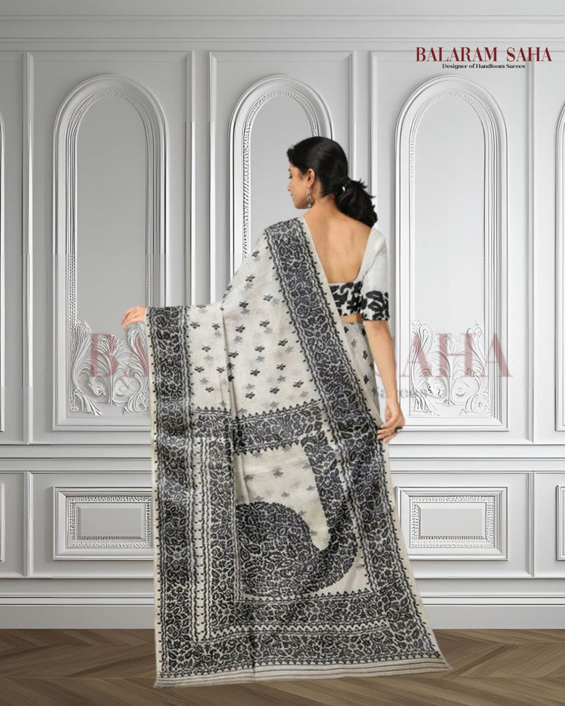 White & Black Muslin Silk Dhakai Jamdani Saree (muslin silk saree, jamdani saree, jamdani sarees, cotton jamdani saree, jamdani cotton saree, handloom cotton saree, balaram saha online, jamdani saree online, soft jamdani saree, muslin silk, dhakai jamdani saree)  https://www.cambridge.org/