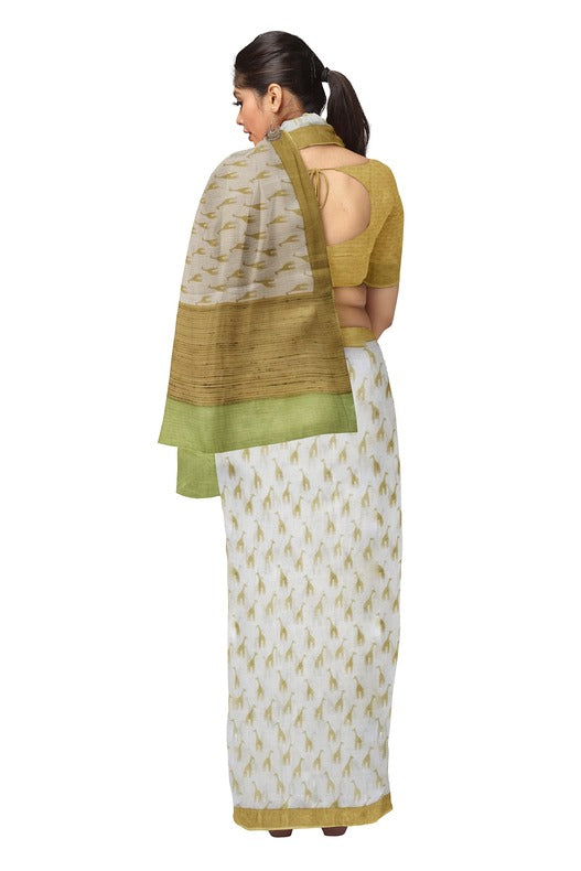 White Yellow Handloom Soft Mulberry Printed Silk Saree by Balaram Saha - (handloom saree, Zari border, silk saree, handloom silk saree, balaram saha online, silk sarees, silk handloom saree, bengal handloom sarees, pure silk, silk saree online, bengali silk saree) https://www.opera.com/