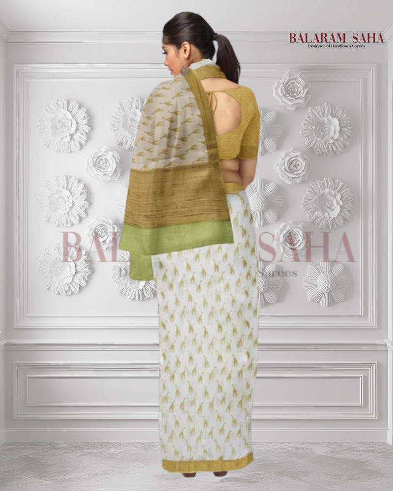 White Yellow Handloom Soft Mulberry Printed Silk Saree by Balaram Saha - (handloom saree, Zari border, silk saree, handloom silk saree, balaram saha online, silk sarees, silk handloom saree, bengal handloom sarees, pure silk, silk saree online, bengali silk saree) https://www.opera.com/