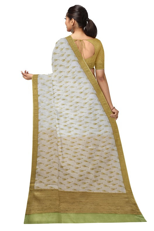 White Yellow Handloom Soft Mulberry Printed Silk Saree by Balaram Saha - (handloom saree, Zari border, silk saree, handloom silk saree, balaram saha online, silk sarees, silk handloom saree, bengal handloom sarees, pure silk, silk saree online, bengali silk saree) https://www.opera.com/