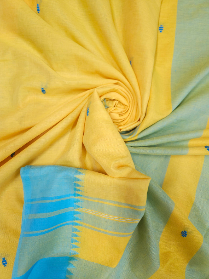 Balaram Saha : Yellow & Blue Handloom Dhonekali Cotton Saree (handloom saree, cotton saree, handloom cotton saree, balaram saha online, handloom sarees, balaram saha handloom saree store photos, balaram saha handloom saree store, cotton handloom saree, bengal handloom sarees, pure cotton, cotton saree for women, dhonekali, cotton saree online)  https://www.newsweek.com/