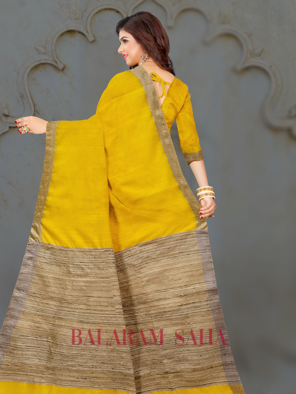 Yellow Handloom Cotton Saree: Balaram Saha's Tussar Border Beauty (handloom saree, cotton saree, handloom cotton saree, balaram saha online, handloom sarees, balaram saha handloom saree store photos, balaram saha handloom saree store, cotton handloom saree, bengal handloom sarees, pure cotton, cotton saree for women, cotton saree online)   https://www.dropcatch.com/