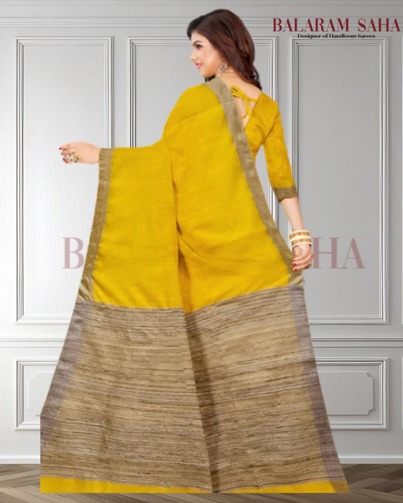 Yellow Handloom Cotton Saree: Balaram Saha's Tussar Border Beauty (handloom saree, cotton saree, handloom cotton saree, balaram saha online, handloom sarees, balaram saha handloom saree store photos, balaram saha handloom saree store, cotton handloom saree, bengal handloom sarees, pure cotton, cotton saree for women, cotton saree online)   https://www.dropcatch.com/