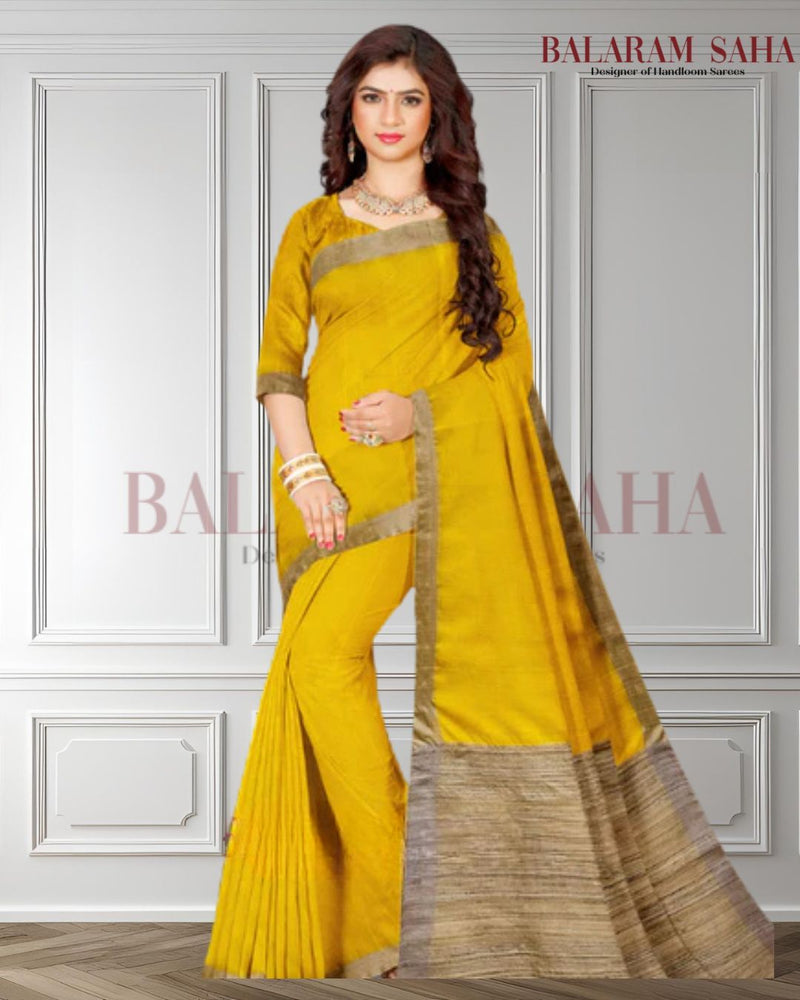 Yellow Handloom Cotton Saree: Balaram Saha's Tussar Border Beauty (handloom saree, cotton saree, handloom cotton saree, balaram saha online, handloom sarees, balaram saha handloom saree store photos, balaram saha handloom saree store, cotton handloom saree, bengal handloom sarees, pure cotton, cotton saree for women, cotton saree online)   https://www.instapaper.com/