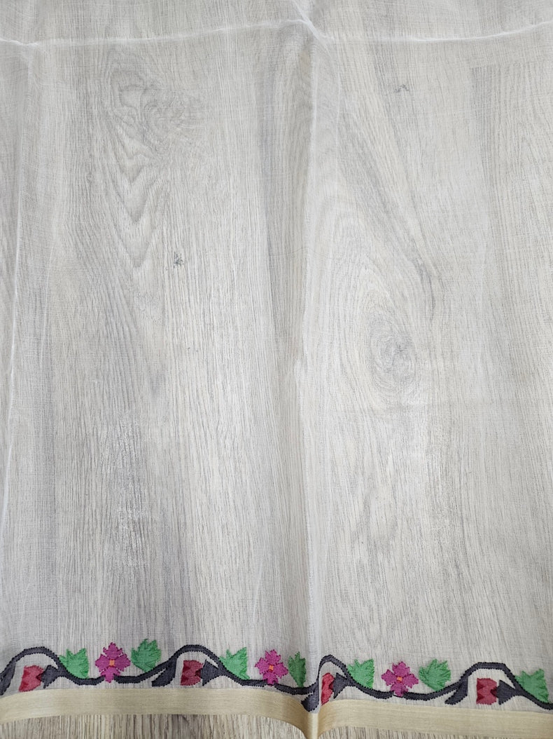 Balaram Saha Presents: Off-White & Multicolor Sunflower Muslin Silk Jamdani Saree Balaram Saha