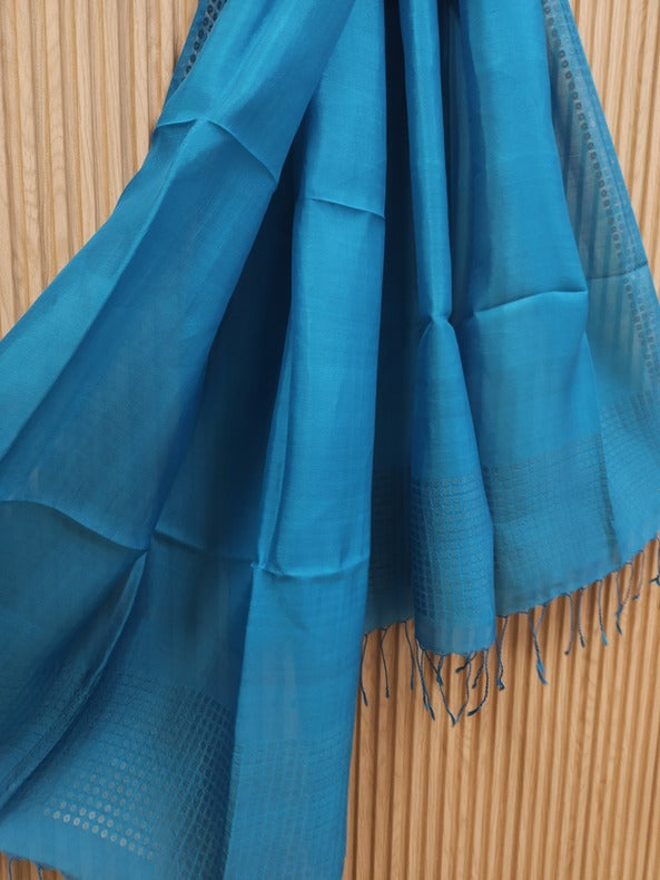 Blue Premium Handloom Katan Silk Dupatta With Sequin Waeve Balaram Saha
