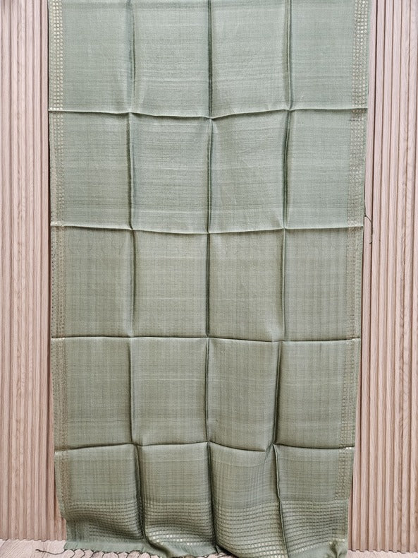 Pastel Green Premium Handloom Katan Silk Dupatta With Sequin Waeve Balaram Saha