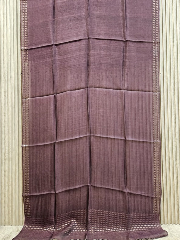 Crater Brown Premium Handloom Katan Silk Dupatta With Sequin Waeve Balaram Saha