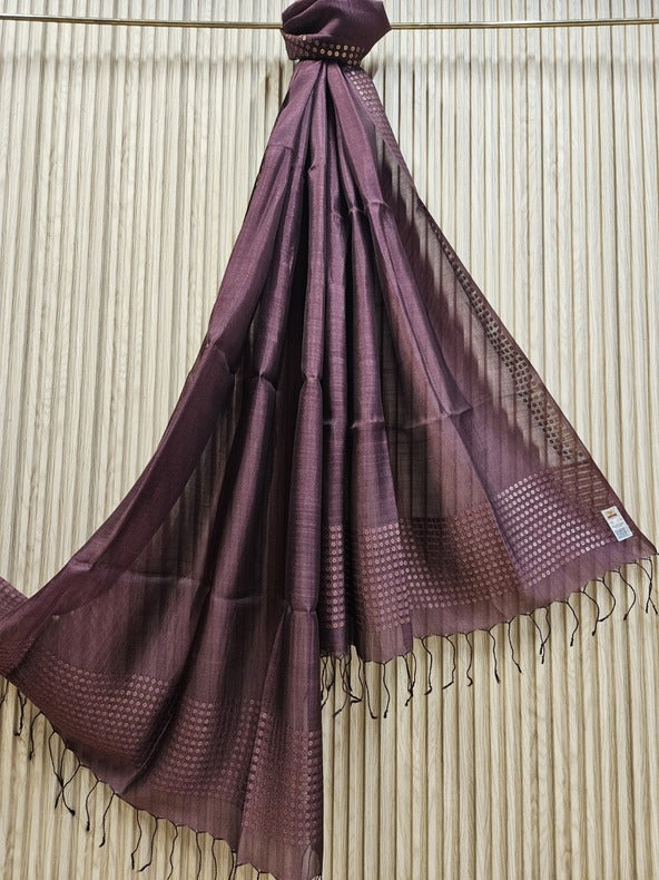 Crater Brown Premium Handloom Katan Silk Dupatta With Sequin Waeve Balaram Saha