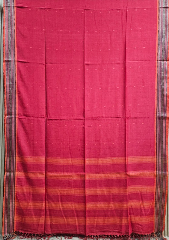 Unveil Tradition: Red Handloom Hand Embroidered Tussar Silk Saree | Balaram Saha Balaram Saha