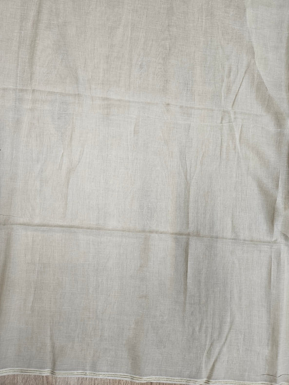 Elegance in Every Thread – Cream & White Handspun Cotton Jamdani Saree with Gold Zari Balaram Saha