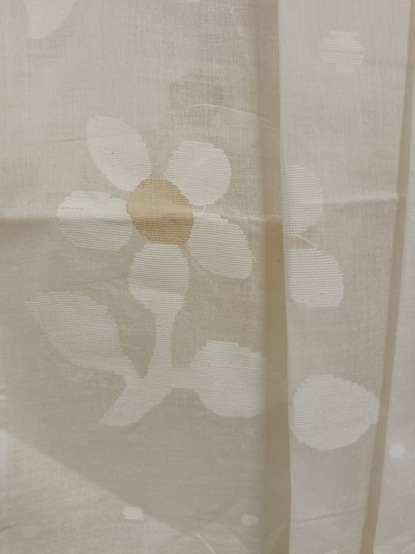 White on White Traditional Handwoven Cotton Jamdani Saree Balaram Saha