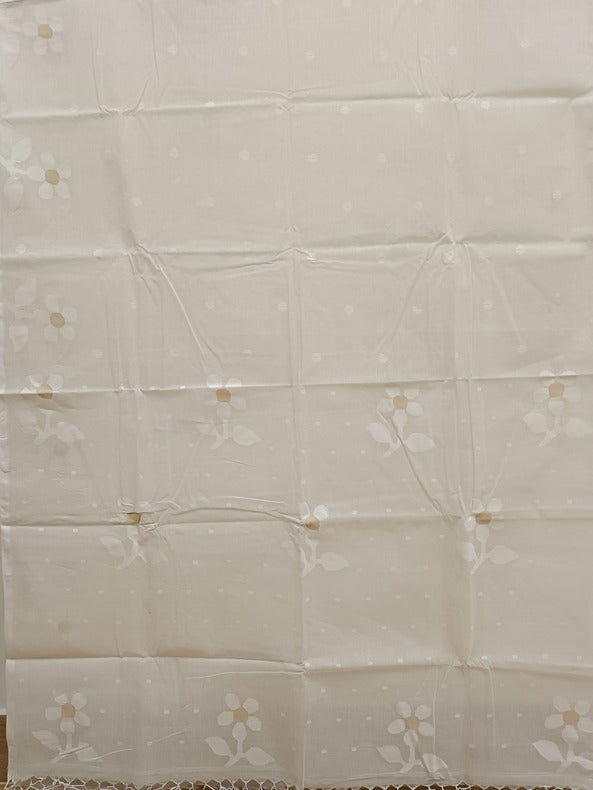 White on White Traditional Handwoven Cotton Jamdani Saree Balaram Saha