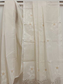 White on White Traditional Handwoven Cotton Jamdani Saree Balaram Saha