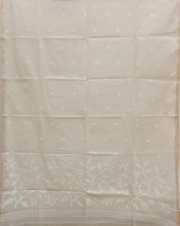 White on White Handloom Handwoven Cotton Jamdani Saree Balaram Saha