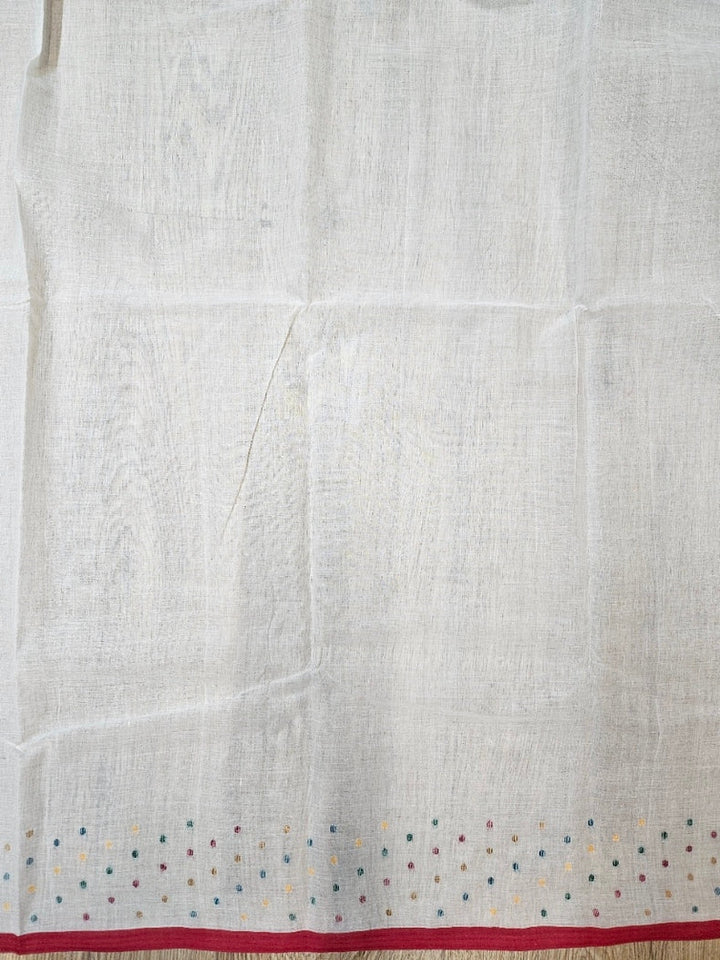 Off-White & Multi Handwoven Traditional Cotton Jamdani Saree Balaram Saha