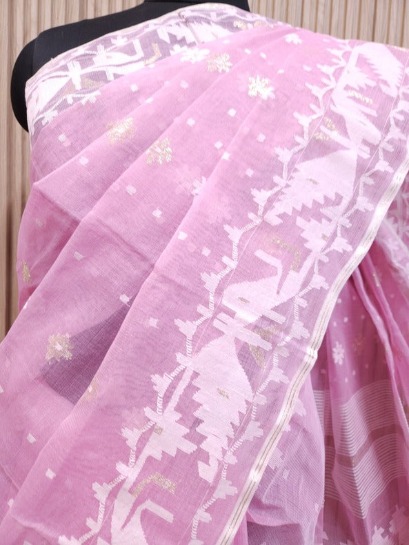 Must-Have Summer Saree: Balaram Saha's Pink & White Dhakai Jamdani Saree Balaram Saha