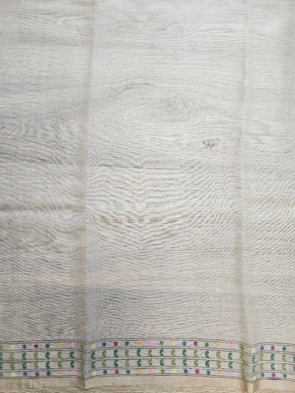 Handwoven Muslin Silk Jamdani Saree with Multicolor Tribal Woven Design Balaram Saha