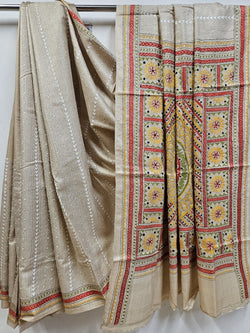 Handstitched with Love: The Handloom Tussar Silk  Kantha Saree by Balaram Saha Balaram Saha