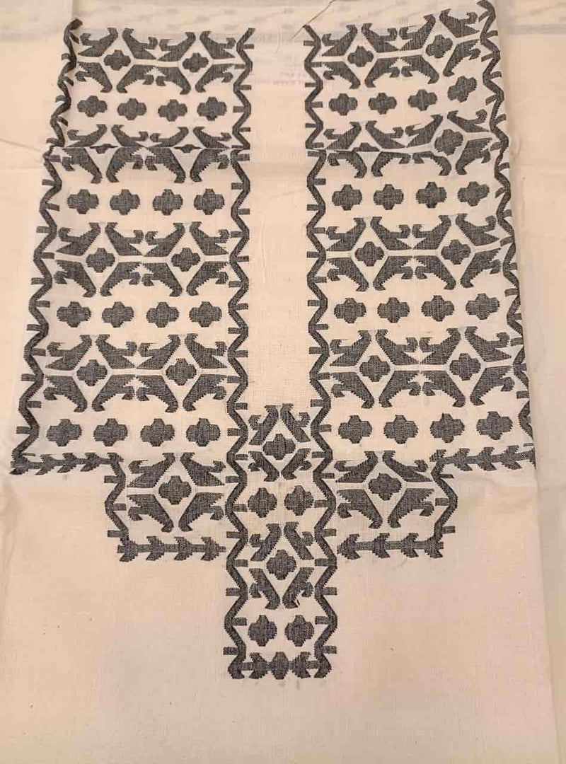 Off White & Black, fine cotton handwoven Jamdani kurta piece Balaram Saha