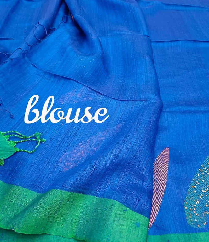 Royal Blue & Sea Green Matka Silk saree Balaram Saha
