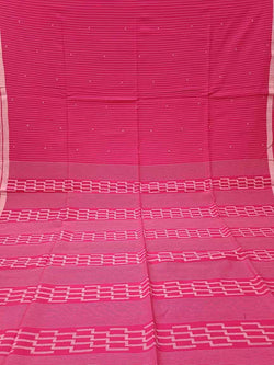 Fuschia Pink & White Handspun Handwoven soft cotton Jamdani Saree Balaram Saha