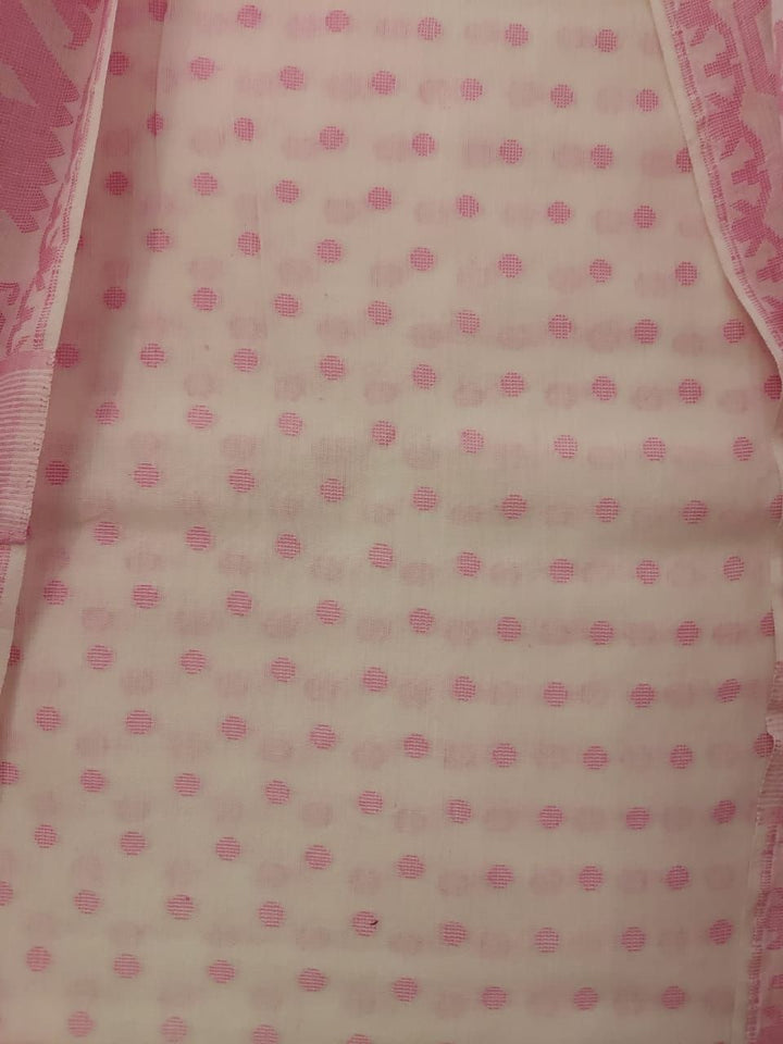 Cotton 2 Piece Dhakai – Balaram Saha’s Off White & Pink Beauty