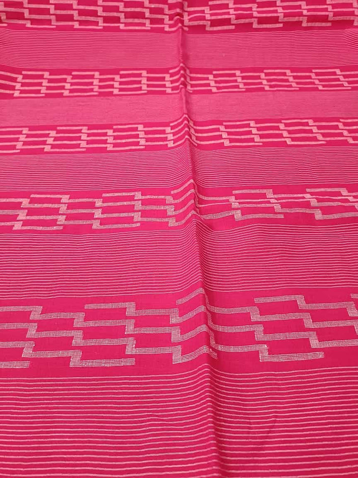 Fuschia Pink & White Handspun Handwoven soft cotton Jamdani Saree Balaram Saha