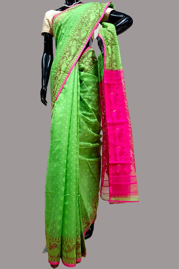 Green Handloom Soft Dhakai Saree Balaram Saha