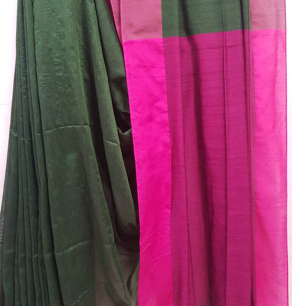 Dark Green Handloom Cotton Saree Balaram Saha