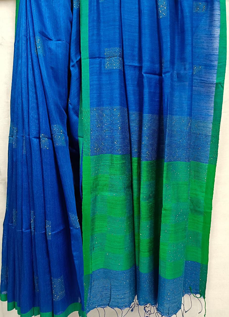 Blue & Green Matka silk saree Balaram Saha
