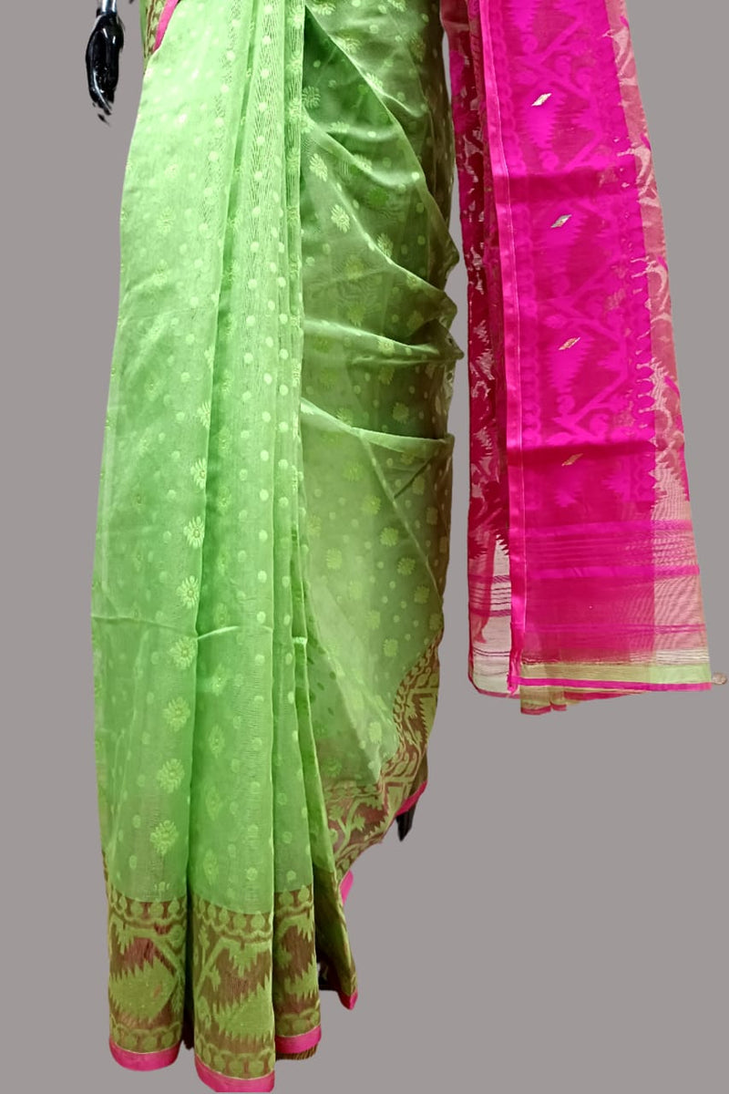 Green Handloom Soft Dhakai Saree Balaram Saha