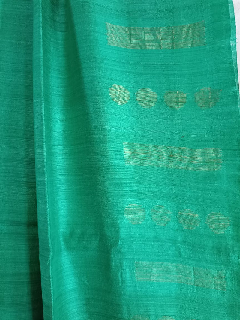 Sea Green Matka Silk Saree With Gold Zari Balaram Saha