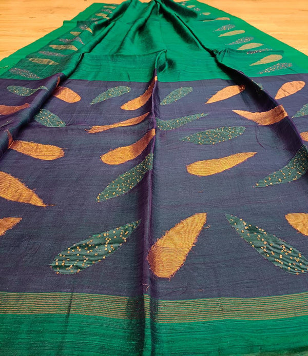 Peacock Blue & Green Mix, Matka Silk saree Balaram Saha