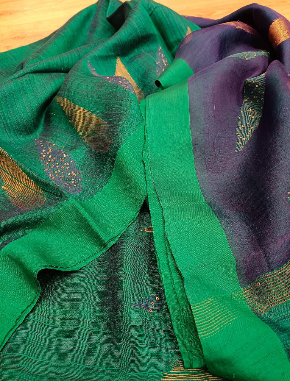 Peacock Blue & Green Mix, Matka Silk saree Balaram Saha