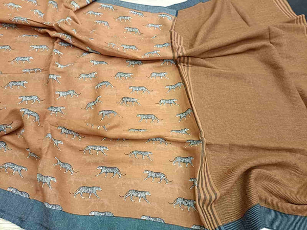 Soft handloom cotton tiger print saree Balaram Saha