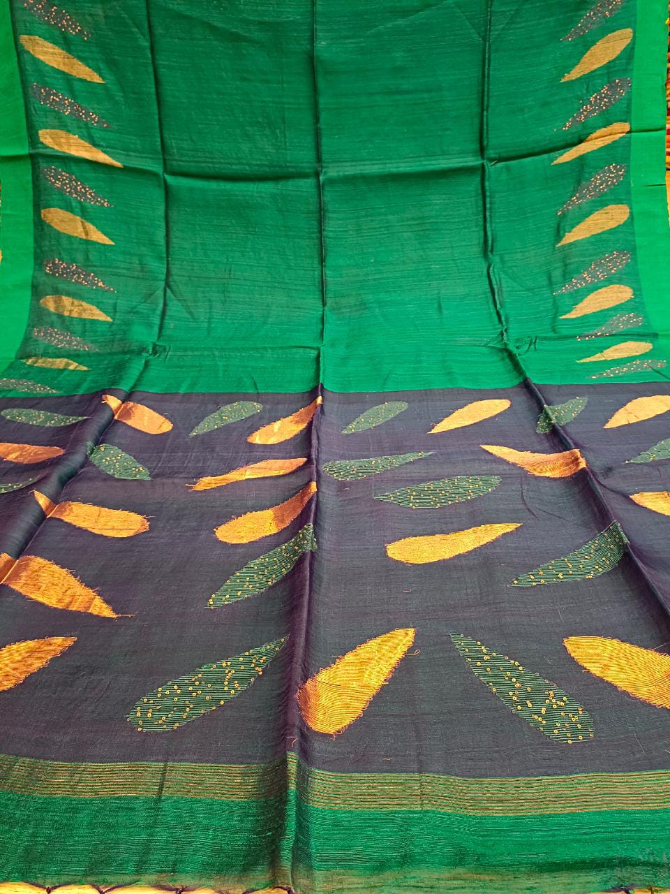 Peacock Blue & Green Mix, Matka Silk saree Balaram Saha