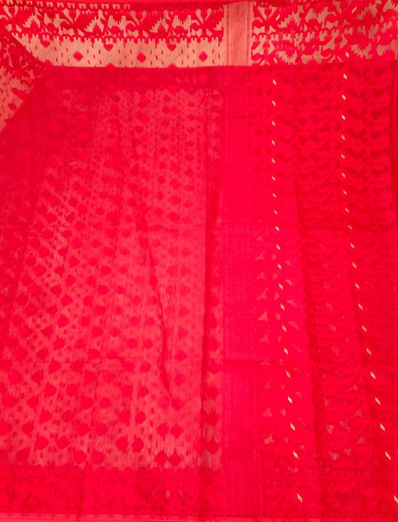 Red on Red traditional Jacquard weave dhakai dupatta Balaram Saha