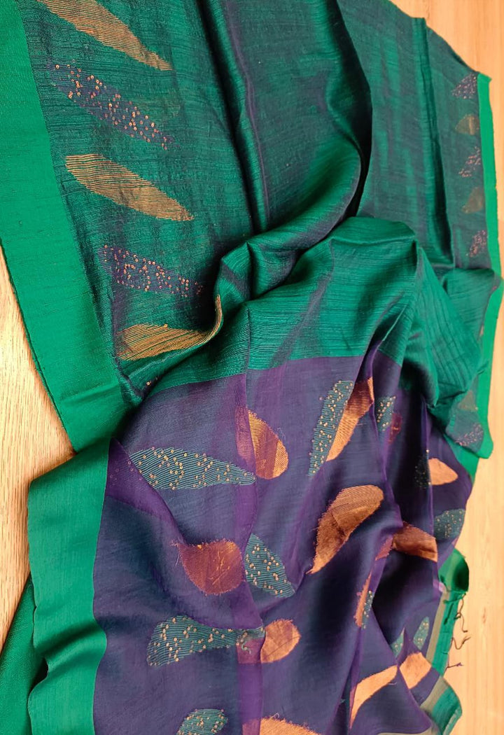 Peacock Blue & Green Mix, Matka Silk saree Balaram Saha