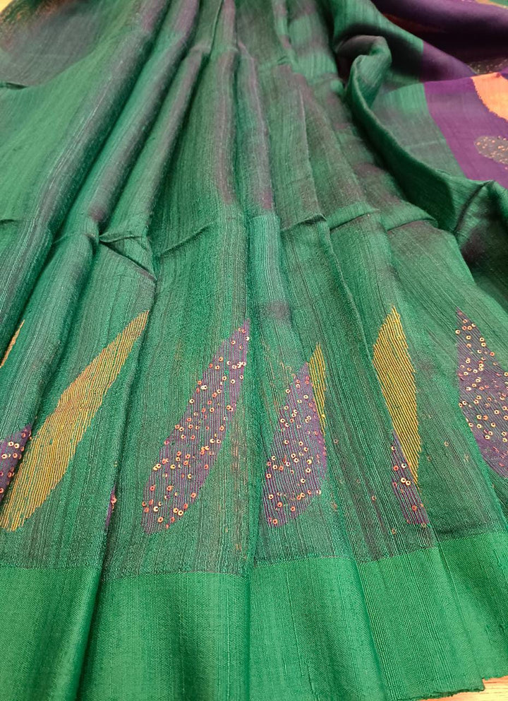 Peacock Blue & Green Mix, Matka Silk saree Balaram Saha