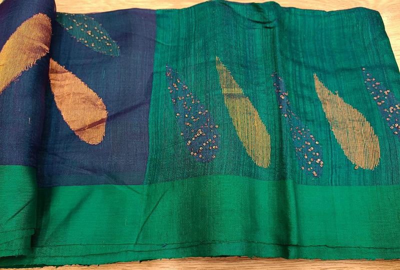 Peacock Blue & Green Mix, Matka Silk saree Balaram Saha