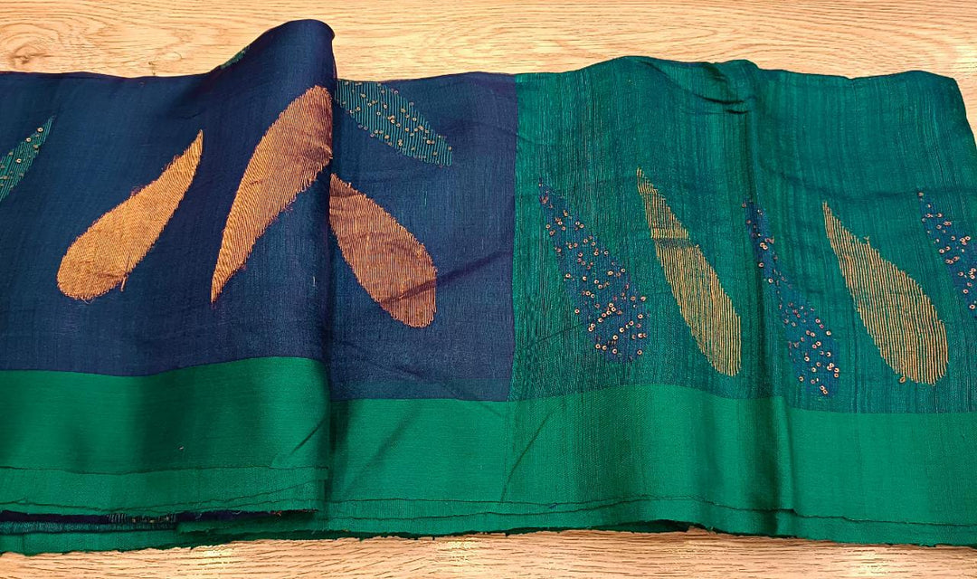 Peacock Blue & Green Mix, Matka Silk saree Balaram Saha