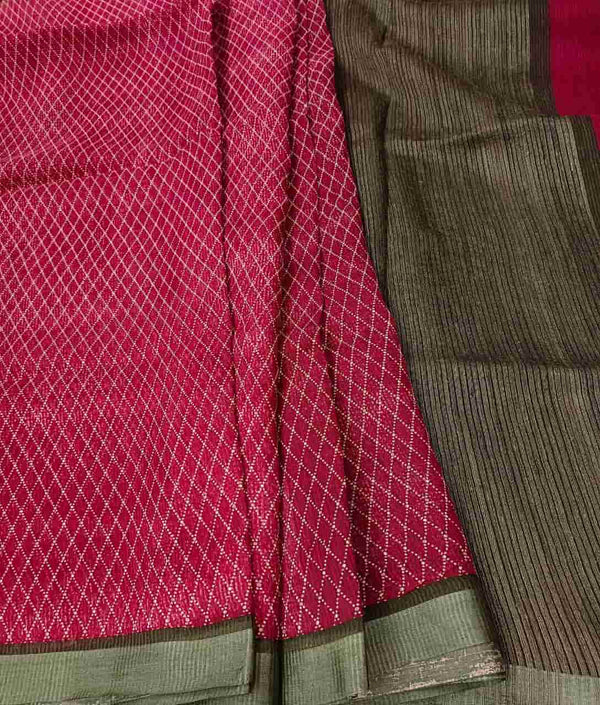Purple & Green, lightweight soft handloom Silk saree Balaram Saha